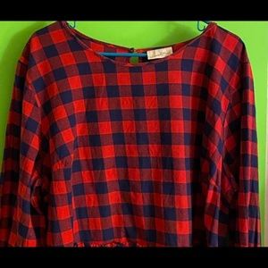Women’s Ava and Viv Plaid Peplum Blouse